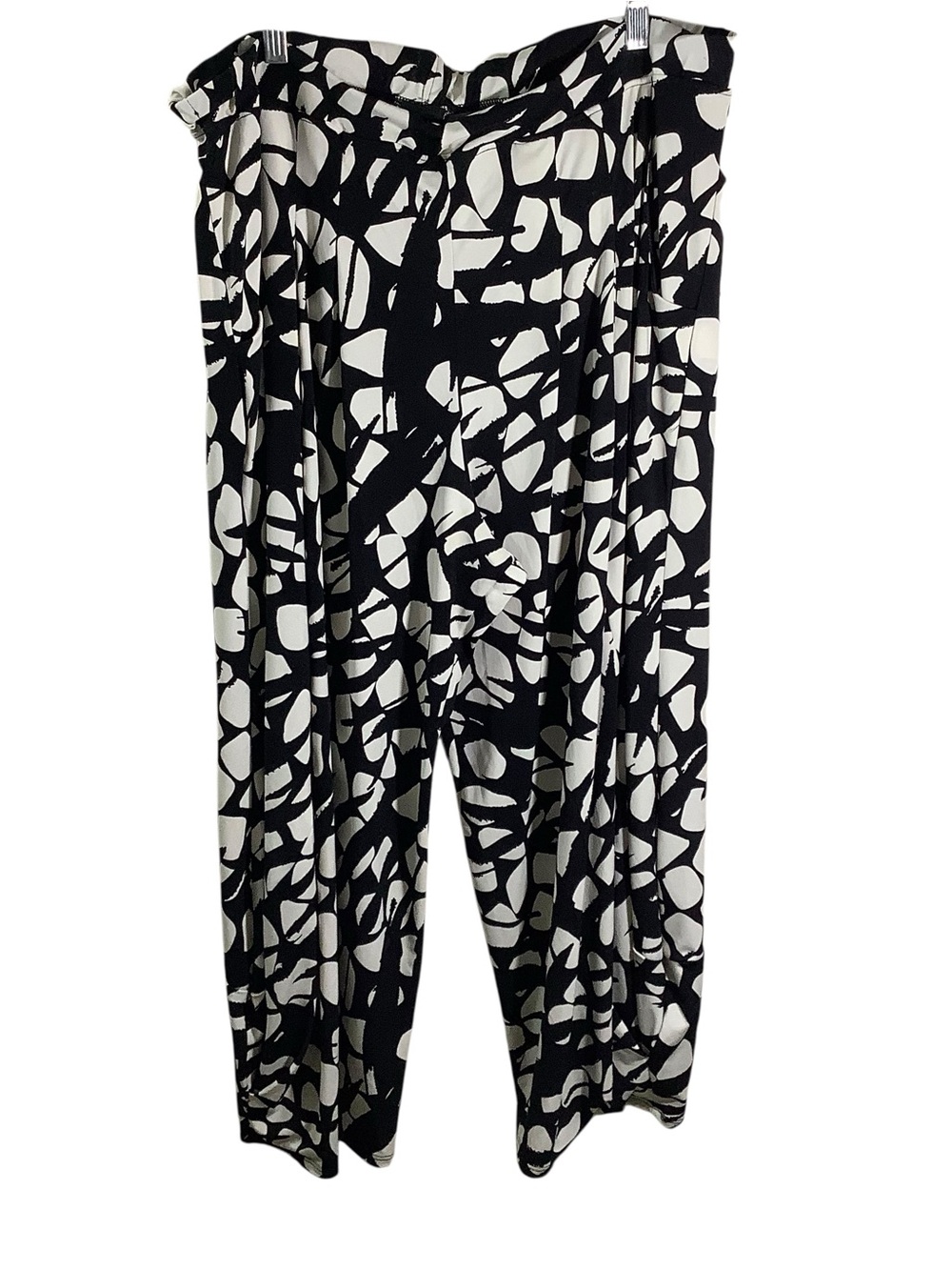 Wide Leg Jumpsuit Pants in Black and White Print